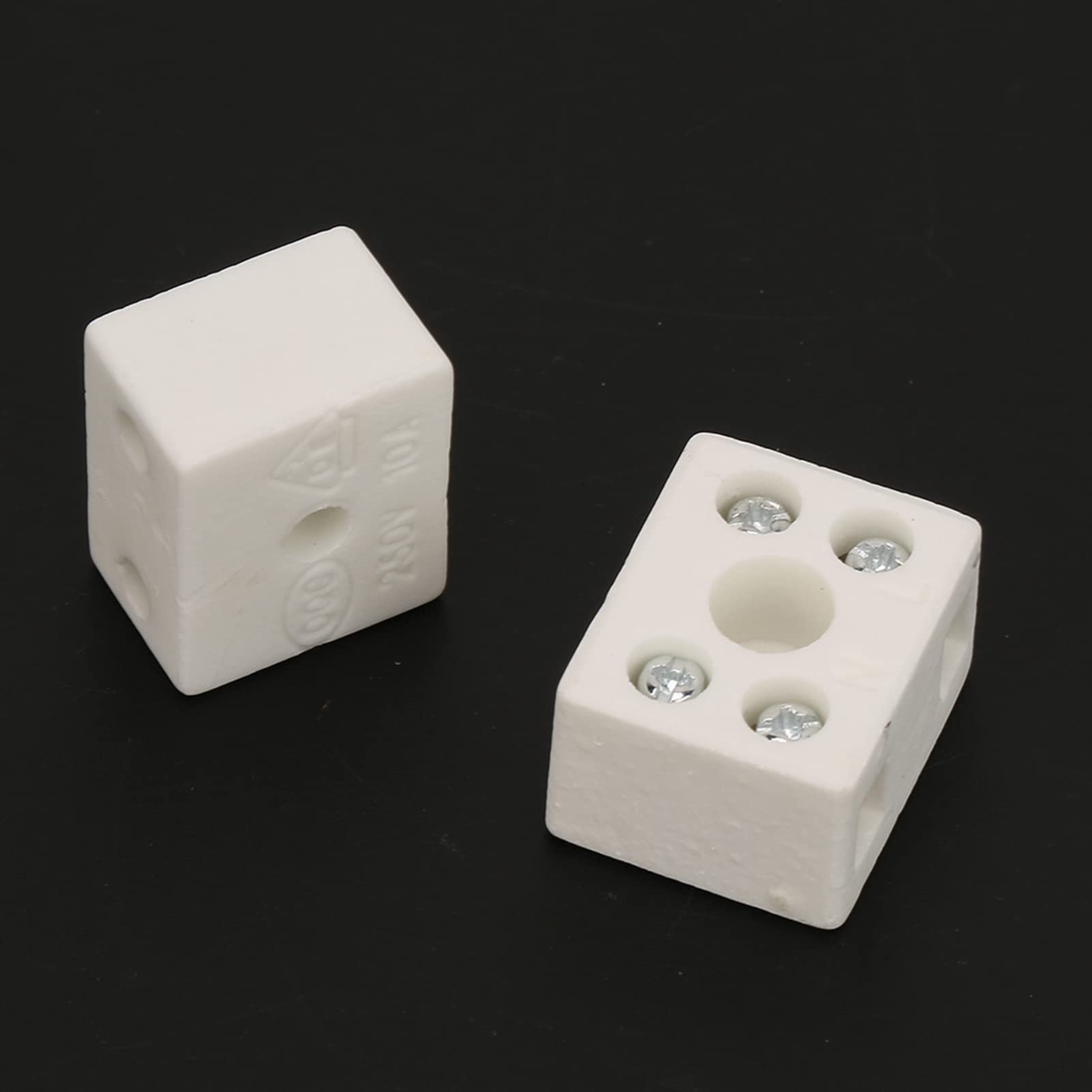 Joyzan Morsettiere in Ceramica Porcellana, 5pcs Morsetti Elettrici 250V 10A Morsettiera Elettrica 2 Posizioni Connettore Cablaggio Fori Filo Isolatori Resistente Temperatura Isolamento Morsetto Cavo