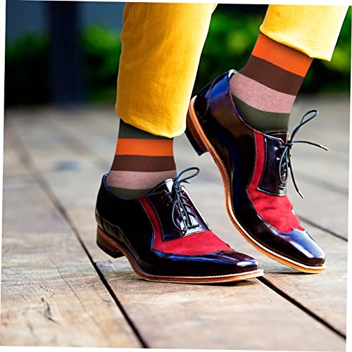 SOIMISS 1 Paar Herensokken Heren Gestreepte Sokken Warme Sokken Voor Mannen Sokken Voor Meisjes Regenboog Kniekousen Winter Crew Sokken Middelste Buissokken Mannelijke Winter Middenkous - Afbeelding 8