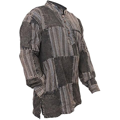 Camisa hombre negra estilo hippie Cover