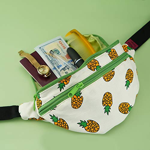 Fanny Pack Pineapple Hip Bag Waist Bag Canvas Bum Belt Hip Pouch Bags Purses Festival (Green) #TOP4
