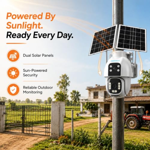 Image of XUGA-Cybernautt Premium Series X20A Dual Solar 4+4MP 4G SIM Based Wireless Outdoor CCTV Camera |Solar Powered | Color Night Vision | Motion Detection | Weatherproof | Supports 256GB SD