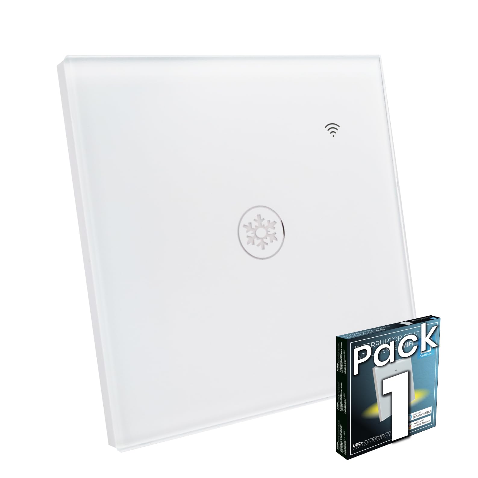 LED ATOMANT Smart Glass Switch Wifi 40A, Air Conditioning, No Neutral Wire, Wall Button, APP Control Smart Life, Compatible with Alexa and Google Assistant