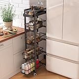 Ornestia Carro de Cocina de 5 Niveles, Dormitorios Y Otras Habitaciones PequeñAs (Negro)