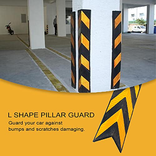 Image of LADWA 800mm Rubber Corner Guards - Set of 6 L-Shaped Parking Safety Pillars with Yellow Reflective Tape for Enhanced Visibility - High-Impact Protection for Walls, Vehicles, and Equipment