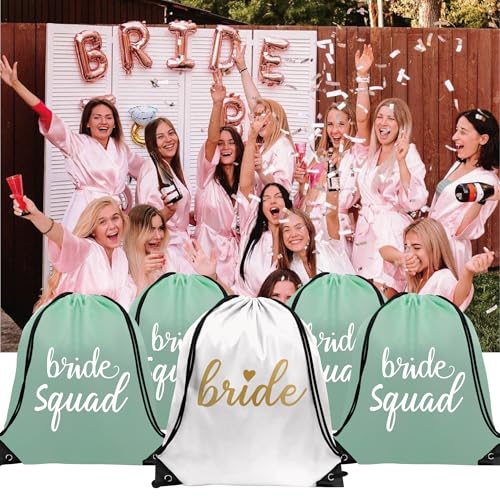 PartyGifts&beyond Bridesmaid Gift Drawstring Bags 10Packs Bride Squad Gift Bags for Bachelorette Party Bridal Drawstring Bags for Wedding Gifts(Sage Green) 5