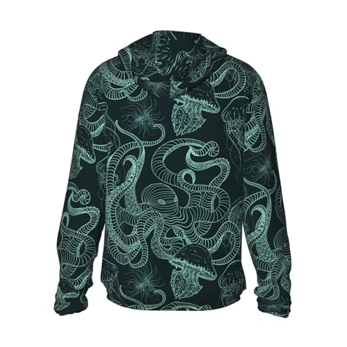 Vintage Octopus And Jellyfish Unisex Sun Protection Hoodie Long Sleeve Shirt Fishing Outdoor With Pocket3