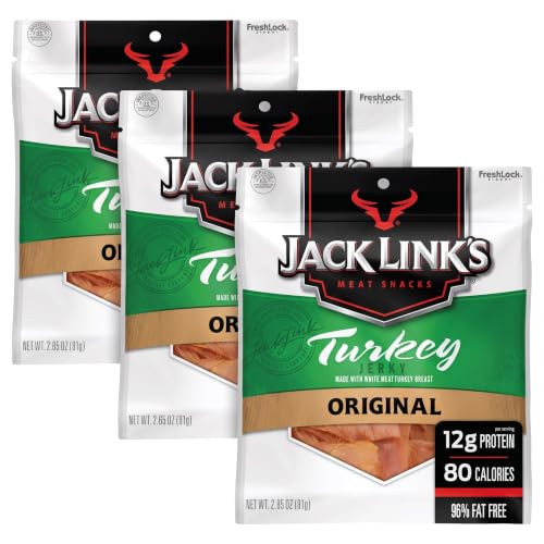 Jack Link's Original Turkey Jerky - 2.85 oz Bag - Ready to Eat Protein Snack - 12g Protein per Serving - Made with 100% Real Turkey (Pack of 3) - image 1