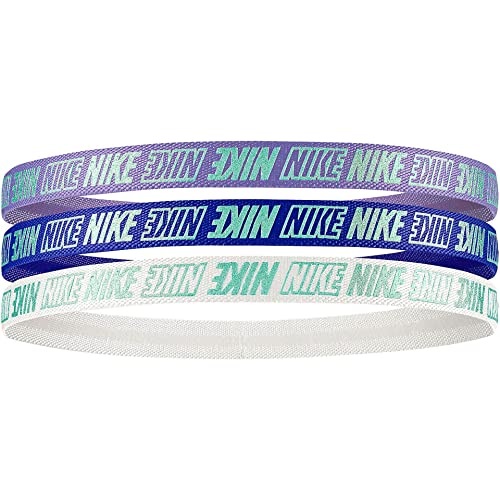 Nike Girls’ Metallic Headbands 3-Pack (One Size, Metallic Purple Pulse/Lapis/White)