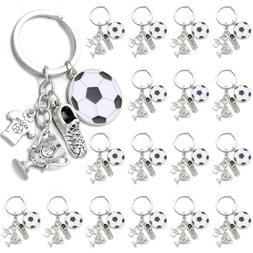 PHAETON 20PCS Soccer Ball Keychains Football Key Chain Sports Ball Key Ring for Team Souvenir, Sport Rewards, Event Giveaways, Soccer Fan Gifts