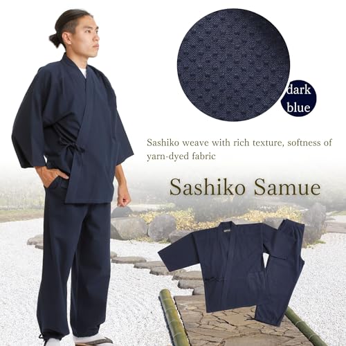 Edoten Men's Japan Kimono quilted clothes Sashiko Samue2