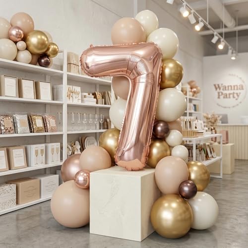 Image of Wanna Party Numerical 7 Rose Gold Balloon for Birthday and Anniversary Party | Large Foil (40inch)