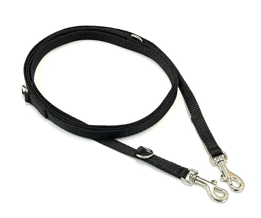 Police Style Puppy Training Lead Double Ended Puppy Leash Adjustable Multi-Functional In 13mm Webbing (Black, 5ft (1.5 Metres))
