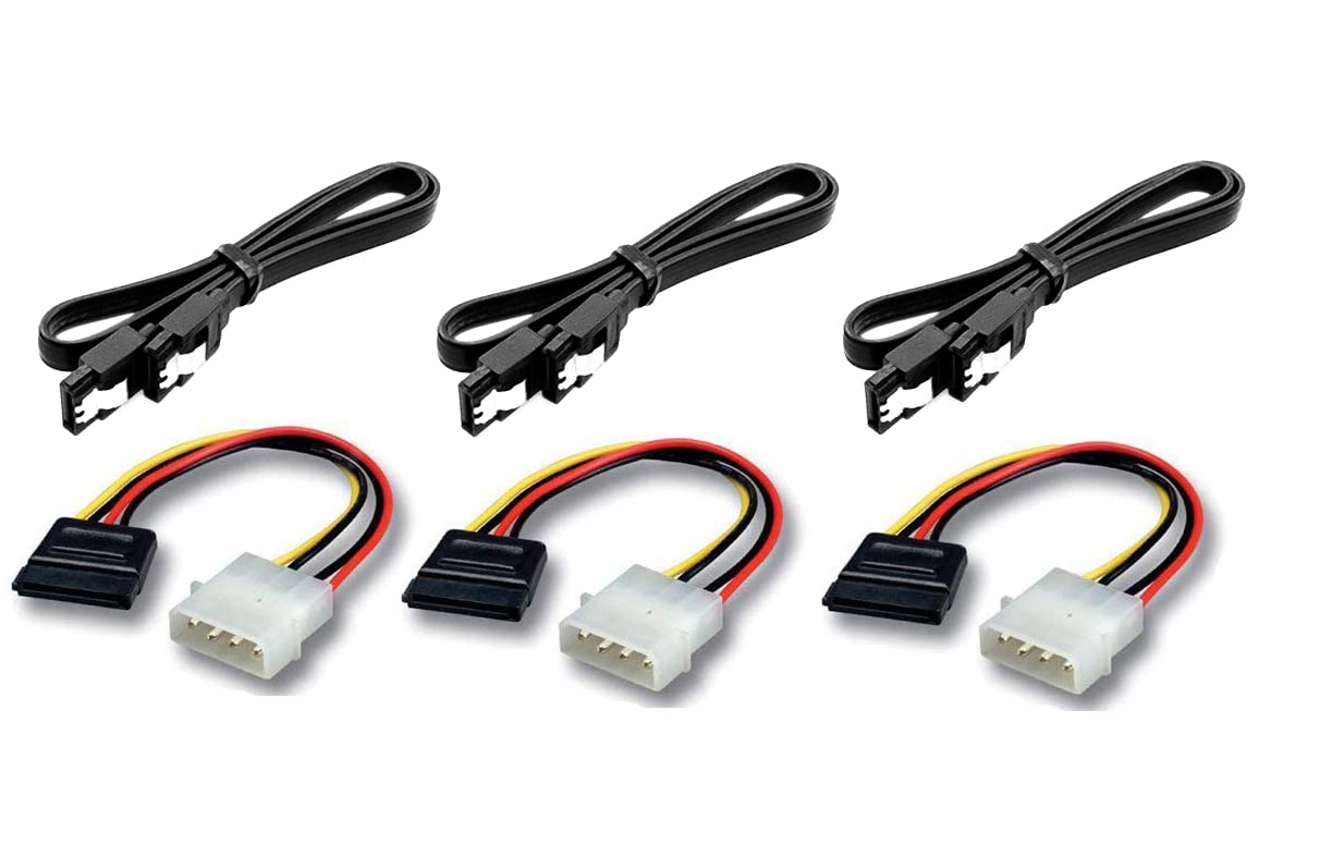 Wizzo (Pack of 3+3 Sata 3 Data Cable with Locking Latch + 4 Pin Molex to 15 Pin Power Cable Combo for Internal Hard Disk Drive, HDD, SSD & DVD Writer - Black (B08KH47S7Q) Amazon Price History, Amazon Price Tracker