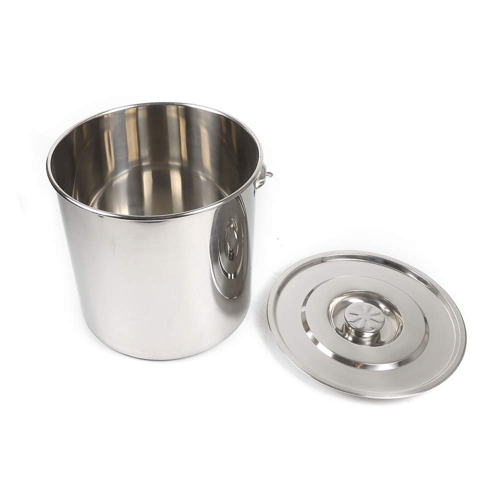 Seau de 20 litres en acier inoxydable pour la cuisine - Seau alimentaire - Seau à lait, Seau à glace - Seau à eau - Seau à champagne - Avec couvercle (20 l)
