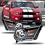 ROXX Headlight Assembly Compatible with 2010 2011 2012 2013 2014 Ford Mustang OE Headlamp Replacement Black Housing Amber Reflector(Driver and Passenger Side)
