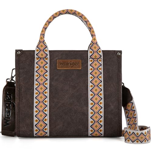 Image of Wrangler Tote Bag for Women, Western Purse with Zipper, Top Handle Satchel Handbag with Adjustable Crossbody Strap