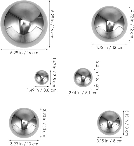 Miniatura 3 de Espejo decorativo de pared, 10 unidades, globos de observación, bolas decorativas de acero inoxidable, brillantes de media esfera, adorno brillante