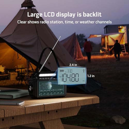 Emergency Weather Radio NOAA/AM/FM/SW, 5 Ways Powered Solar Hand Crank - image 6