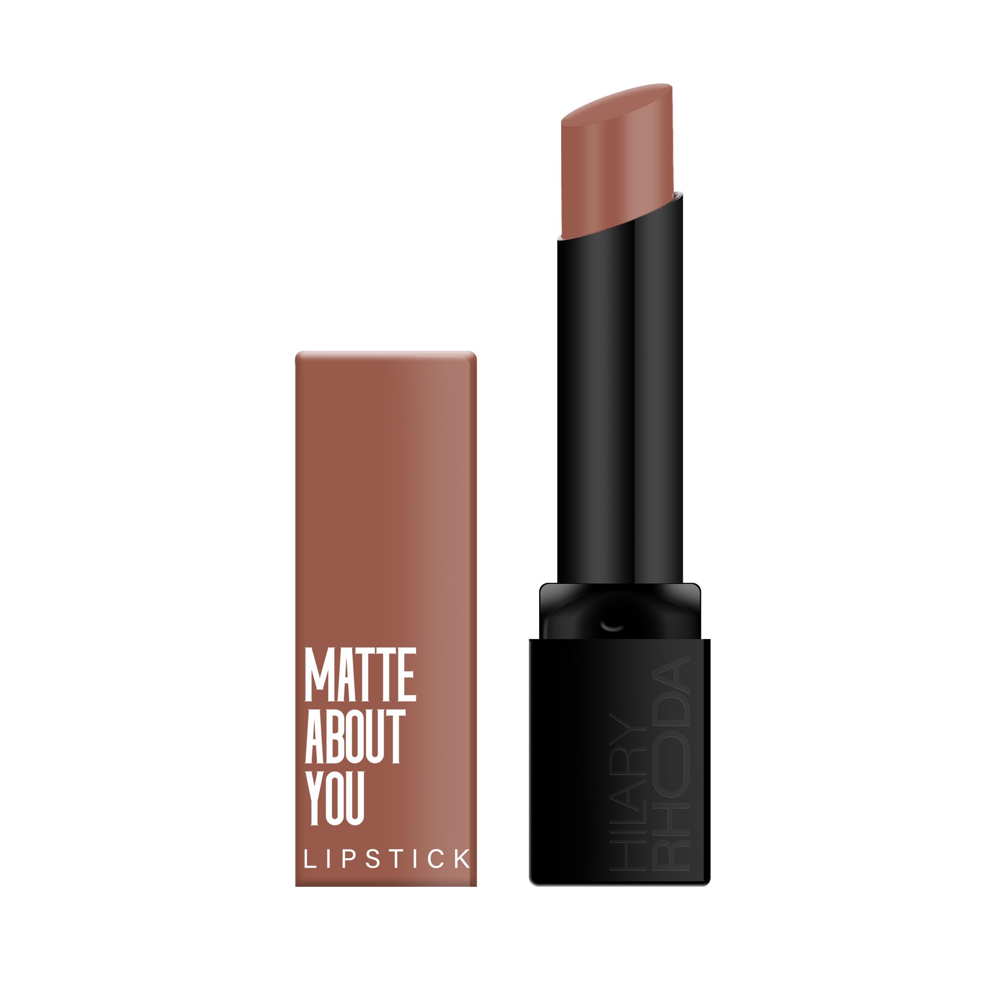 Hilary Rhoda Matte About You Lipstick | Long Lasting & Highly Pigmented Lipstick | Glides Smoothly | Matte Finish | One Stroke Application | Cruelty-Free & Vegan - 3g (Hazel Hug - Shade 02)-image-5
