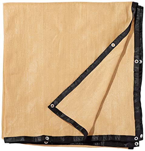 WindscreenSupplyCo 6ft x 12ft Dog Kennel Shade Covers, 85% Sunblock Shade, Top and Side Coverage, Knitted Shade Cloth with Grommets, Tan, (Not The Kennel)