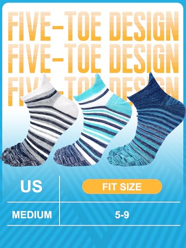 Image of Fourluoo 3 /6 Pairs Women Toe Socks Cotton Breathable Ankle Five Toe Socks for Men Women Athletic Running