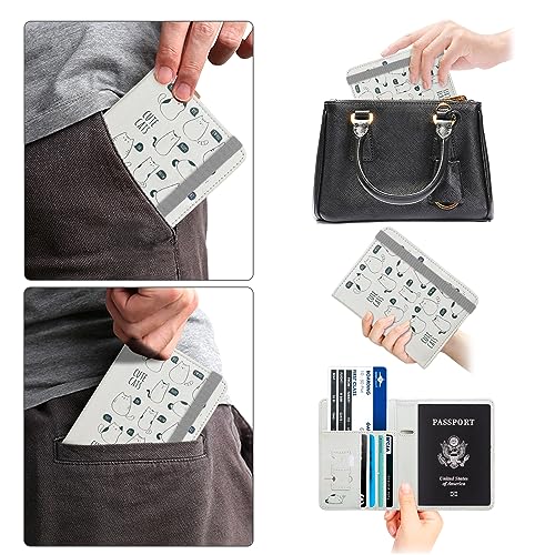 Image of WALNEW Passport Holder for Travel, RFID Passport Cover Wallet for Women Men, PU Leather Passport Book Card Holder Case with Pen, Travelling Essentials for Flying