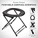Kunida Designs Portable Camping Toilet Chair - Folding Bedside Commode - Lightweight Foldable Outdoor Porta Potty for Adults - Stainless Steel - 14.5 Inches Tall