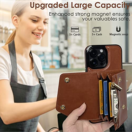 Lohasic For Iphone 14 Pro Max Cases 6.7" 5G Wallet Compatible With Magsafe, Premium Pu Leather Luxury Phone Case With Detachable Flip Card Holders Protective Men Cover 2022 - Brown #TOP2
