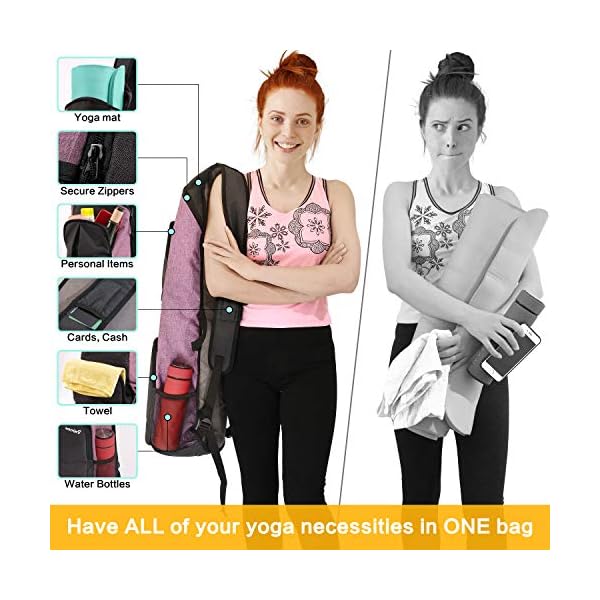 WARRIOR2 Yoga Mat Bags for Women & Men Fits 1/2" Thick Mat, Travel Yoga Backpack With Mat Holder, Large Pockets for Accessories & Water Bottles | Zipper Yoga Mat Bag Carrier
