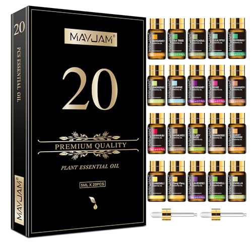 MAYJAM Tea Tree 20 Pcs Pure Essential Oil Gift Set, for Diffuser, Humidifiers, Skin Care, Massage, Fragrance Oil Scent for DIY Candle and Soap Making, Gift for Friend (5ML)