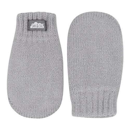 Jan & Jul baby toddler warm fleece lined thumbless knit mittens for fall winter (Mitten S: 0-9m, Light Grey)