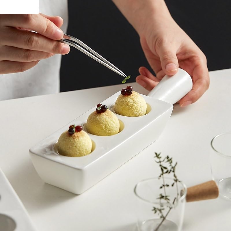 Piatti Cena Piatto da dessert in ceramica for spuntini, piatti da cucina, semplice ristorante, stoviglie in tinta unita, teglia for torta di pane, piatti da portata Forniture Per Feste(5 grid plate)