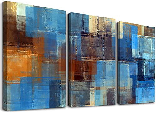 Abstract Wall Art Canvas Wall Art Bathroom Decor Bedroom Abstract Painting Modern Framed Artwork Wall Art Living Room Canvas Paintings Pictures Artwork Décor Grey Blue Decoration Abstract 12"x16"x3