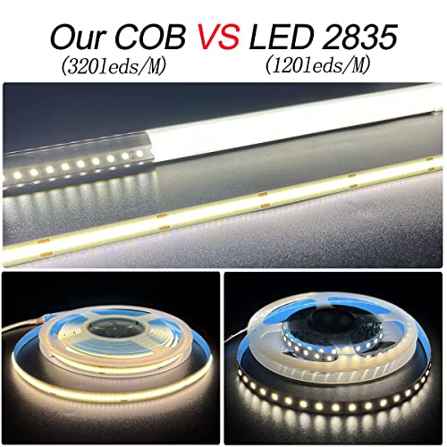 HAMRVL COB LED Strip Lights Pink, DC12V 16.4ft/5M 320leds/M CRI90 Bright Flexible LED Tape Lights 8mm, for Indoor Home Cabinet, Bedroom, Kitchen, Stage, Backlight DIY Lighting (Without Power Supply) by HAMRVL - Used condition - Image 3