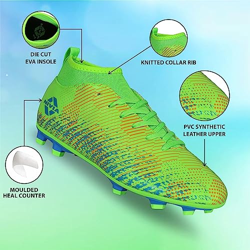 Image of Nivia Pro Encounter 9.0 F.B Stud-Neon Green /A.Blue UK-5