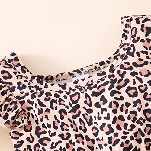 Girl Cheetah Dress Summer Casual Flutter Sleeve Birthday Party Zoo Animal Print Toddler Leopard Sundress 2-3 Years #TOP2