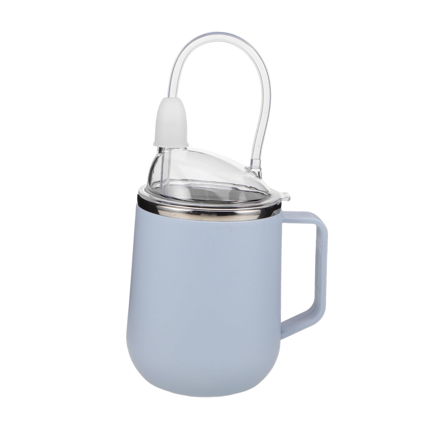 COLLBATH Edelstahl Trinkbecher mit Strohhalm Auslaufsicher Anti-erstickungs Pflegebecher für Senioren Bettruhe Pflege Trinkflasche Sky-blau