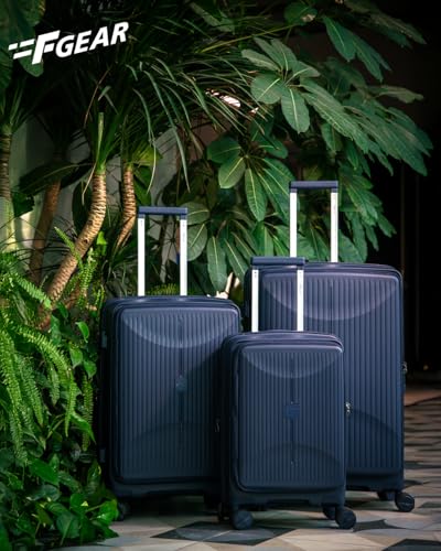 Image of F Gear Myton Navy Small Front Opening Hard Luggage | Lightweight Expandable Cabin Carry-On Suitcase with 360 Spinner Silent 8-Wheels, Built-in TSA Lock, Anti-Theft Zipper & 3-Level Telescopic Trolley