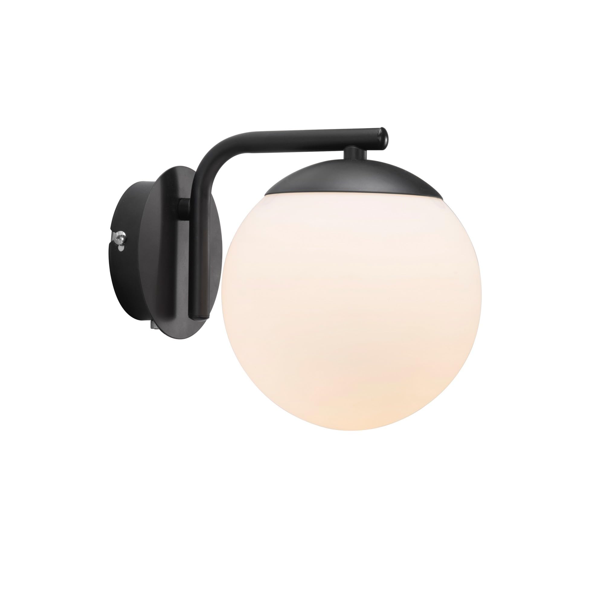 B&Q -  Grant Glass Wall Light  Black,plug In Or Mains