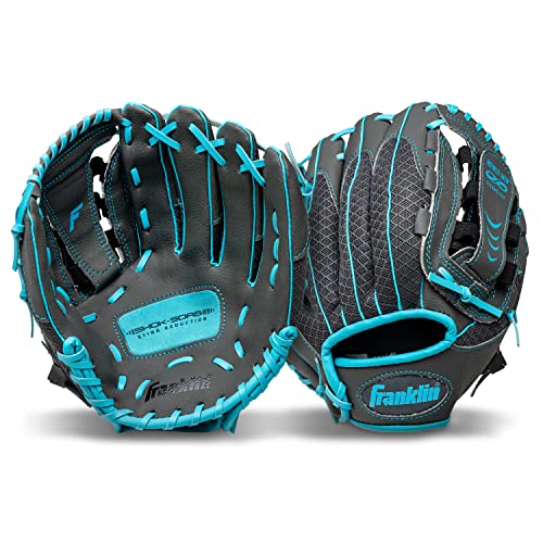 Franklin Sports Teeball Infinite Web/Shok-Sorb Combo Series Fielding Left Hand Glove, 10.5-Inch, Graphite/Blue - image 3
