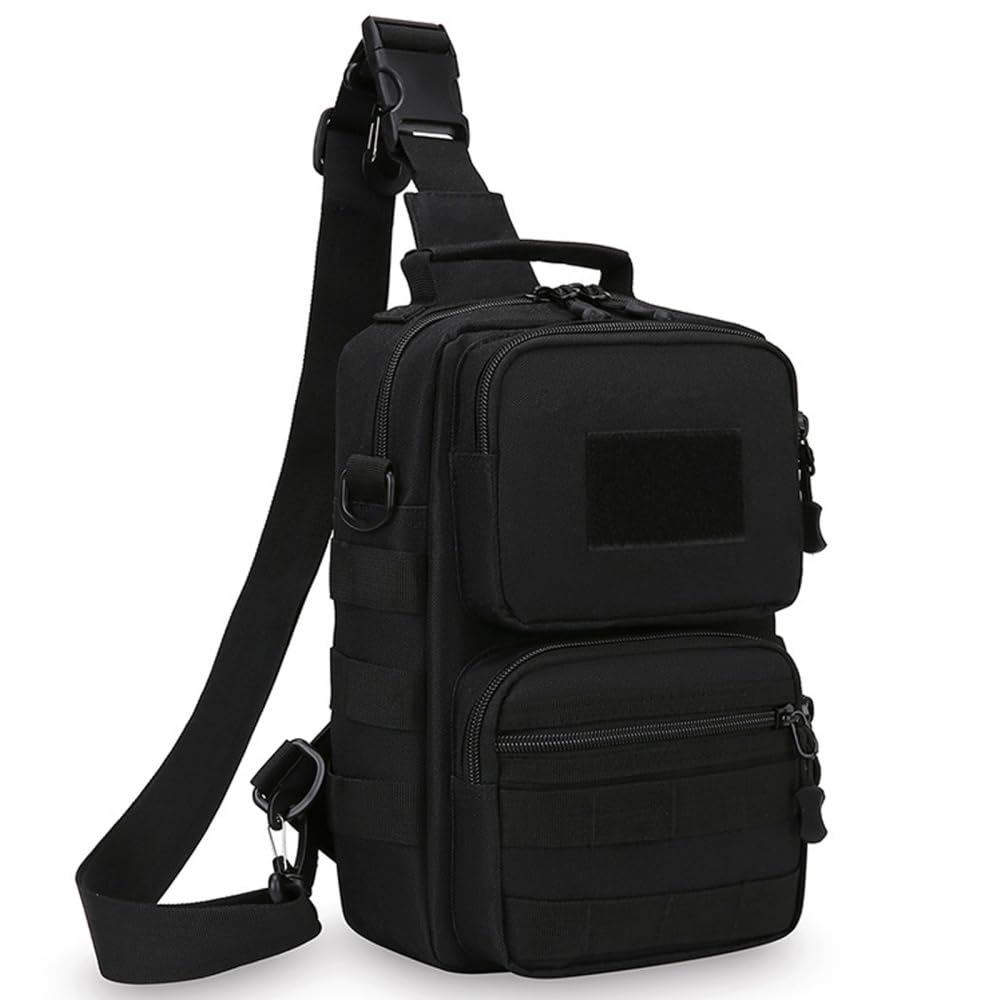 MiOYOOW Tactical Sling Bag, Multi Functional Molle Chest Packs Large Storage Crossbody Backpack with Detachable Shoulder Strap for Climbing Cycling Hiking