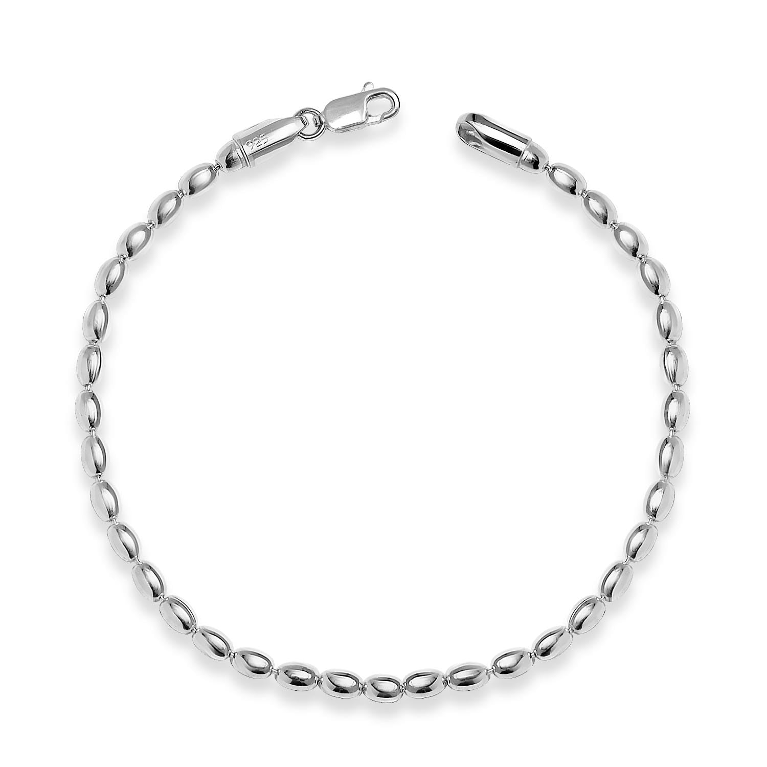 LeCalla Bracelet chaîne corde taillée diamant classique en argent sterling 925 italien 4 mm pour femmes et hommes, fabriqué en Italie (16,5, 17,8, 19