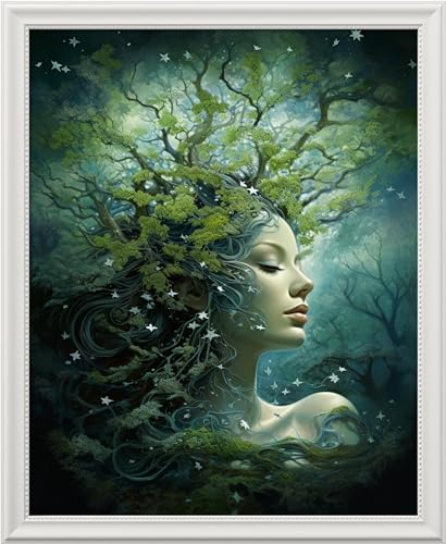 Image of Leczany Cross Stitch Stamped Kit for Beginner - Beauty Tree | DIY Embroidery Starter Patterns Craft Kit Needlepoint for Adults | 11CT, 3 Strands | 13.4x16.5 inches