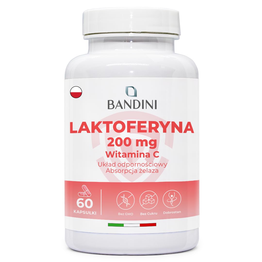 Bandini® LATTOFERRINE 200 Immuno - 200 MG laktoferyny na kapsułkę (60 kapsułek) - Suplement diety w wysokiej dawce z witaminą C - Naturalny przeciwutleniacz dla układu odpornościowego