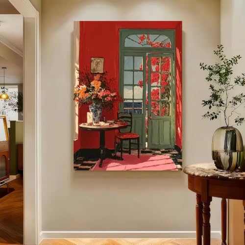 Tableau nature morte florale grand format salon moderne