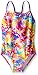 Speedo Big Girls Tie Dye Splash Keyhole 1 Piece, New Blush, 10