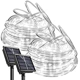 singchungte tubo luminoso solare da 12 m, 100 led, impermeabile, colore 8 modalità, per giardino, trampolino, piscina (bianco)