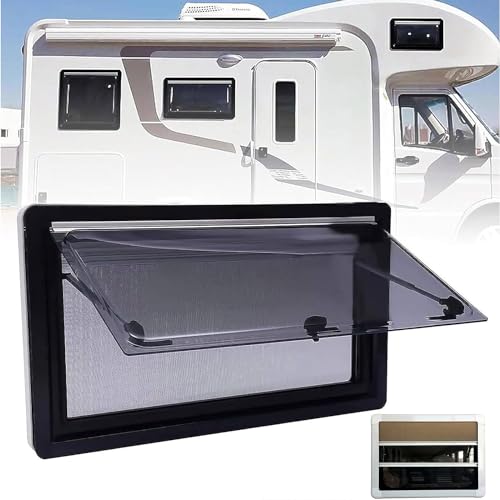 Caravan Side Window, Caravan Window with Built-In Shade and Mosquito Net, Motorhome Emergency Window, Double Layer Acrylic Hinged Vent Window,500*400mm