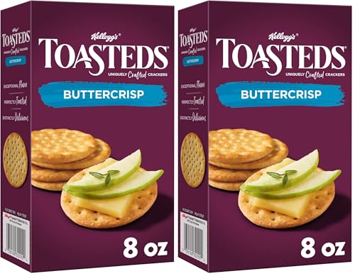 Toasteds Crackers, Party Snacks, Buttercrisp, 8oz Box (1 Box) (Pack of 2)