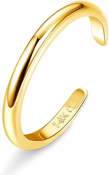 HAIAISO 14K Gold Plated Toe Rings for Women Adjustable Toe Ring Open Band Toe Ring Summer Beach Foot Jewelry